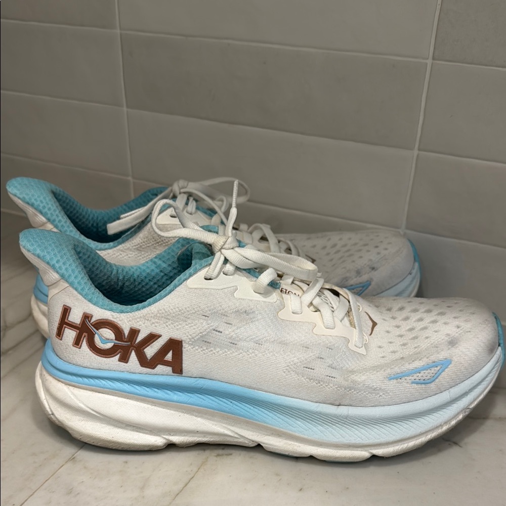 Hoka Frost/Rose Gold Clifton 9s Shoes